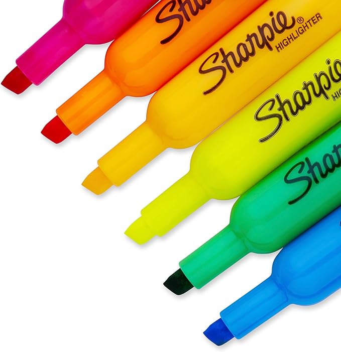Sharpie Tank Style Highlighters, Chisel Tip, Assorted, Box of 12