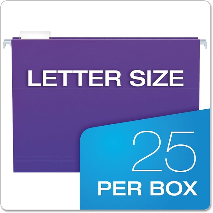 Pendaflex Recycled Hanging Folders, Letter Size, Violet, 1/5 Cut, 25/BX (81611)
