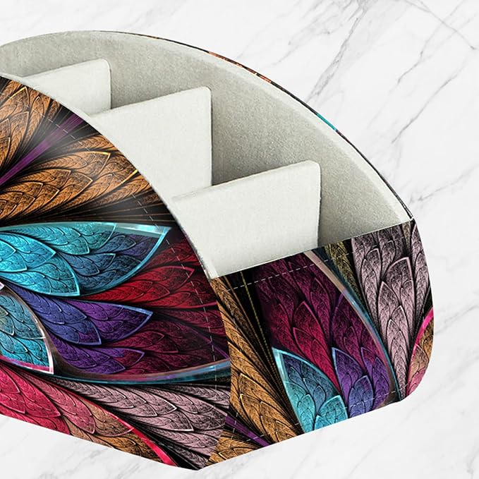 YAPISHI Remote Control Holder, 5 Compartments TV Remote Holder Caddy for Table, Nightstand Organizer for Remotes/Media Controllers/Office Supply, Bedside Decorations for Living Room， PU Leather