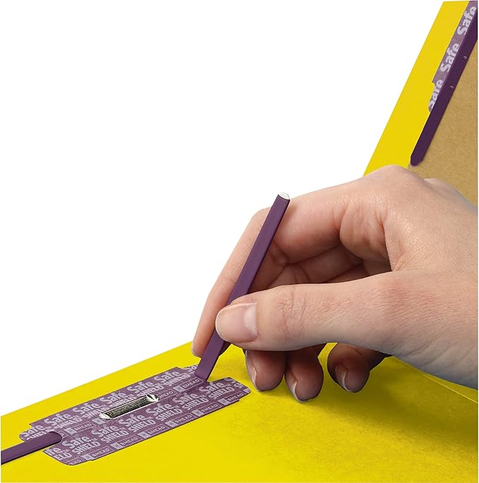 Smead Pressboard Classification File Folder with SafeSHIELD Fasteners, 1 Divider, 2" Expansion, Legal Size, Yellow, 10 per Box (18734)