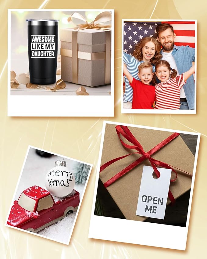 Dad Gifts from Daughter, Dad Birthday Gift, Fathers Day Christmas Birthday Gifts for Dad, Cool Gifts for Dad, 20oz Stainless Steel Insulated Dad Tumbler, Black