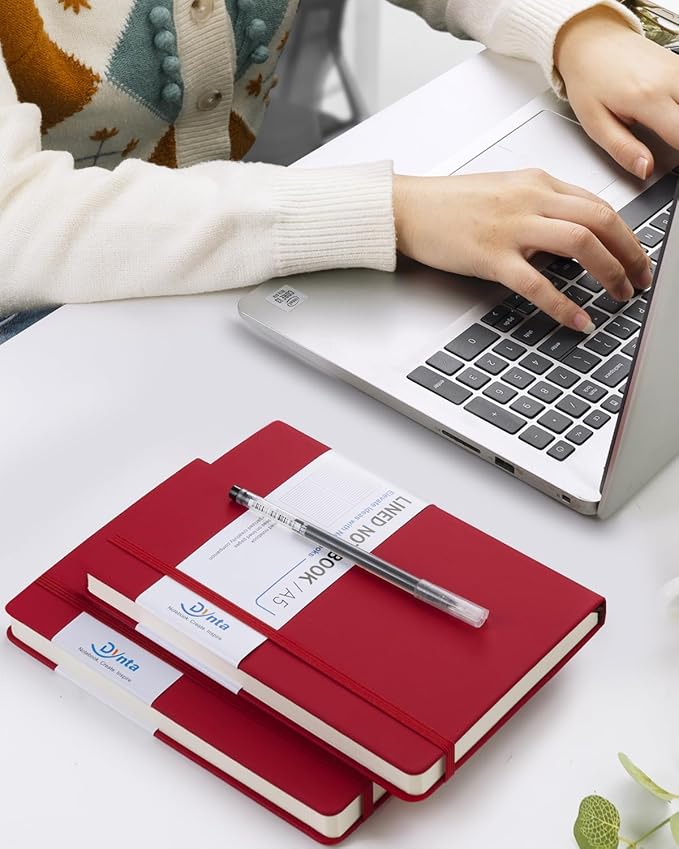 Hardcover Journal Notebooks, 10 Packs A5 Lined Journals Bulk for Writing 200 Pages/100Sheets, 8.4 x 5.8 inch, Classic Ruled Notebook for Work/Travel/College/Note Taking(Red)