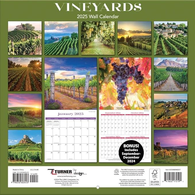 TURNER PHOTOGRAPHIC Vineyards 12x12 Photo Wall Calendar (25998940057)