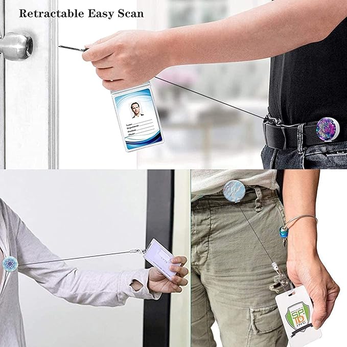 Retractable ID Badge Holder Nurse Badge Reels with Clip Name Card Holders for Office Worker Doctor Nurse (Marble and Flower 10 Pieces)