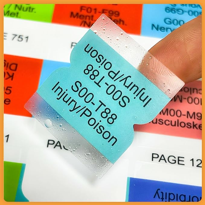 Index Tabs for AAPC Version ICD-10-CM 2025 (Book not Included), The Complete Official Codebook, 56 Color Coded Clear PVC Laminated Tabs, Bookmarker, 50 ICD-10 Coding Guidelines Tabs 6 Blank Tabs