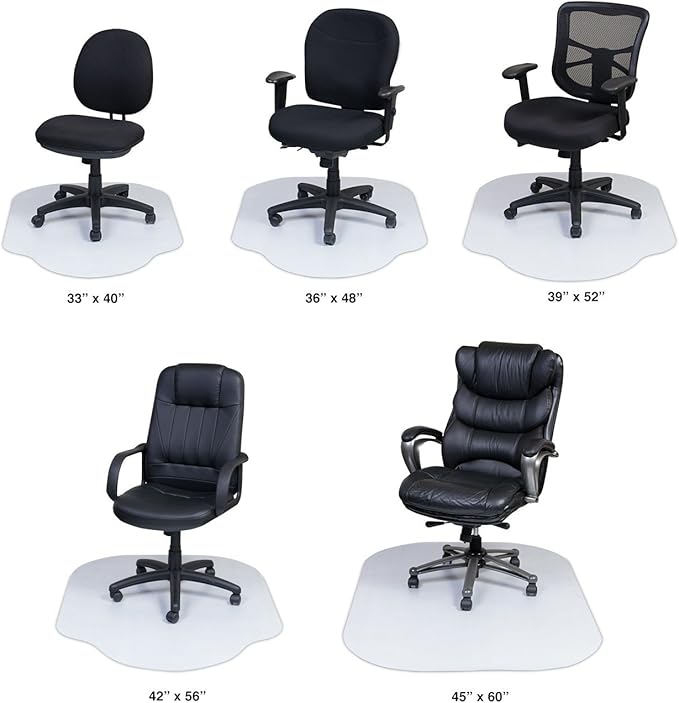 Evolve Modern Shape 42"x 56" Clear Office Chair Mat with Lip for Low and Medium Pile Carpet, Made in The USA by Dimex, C5D5001J