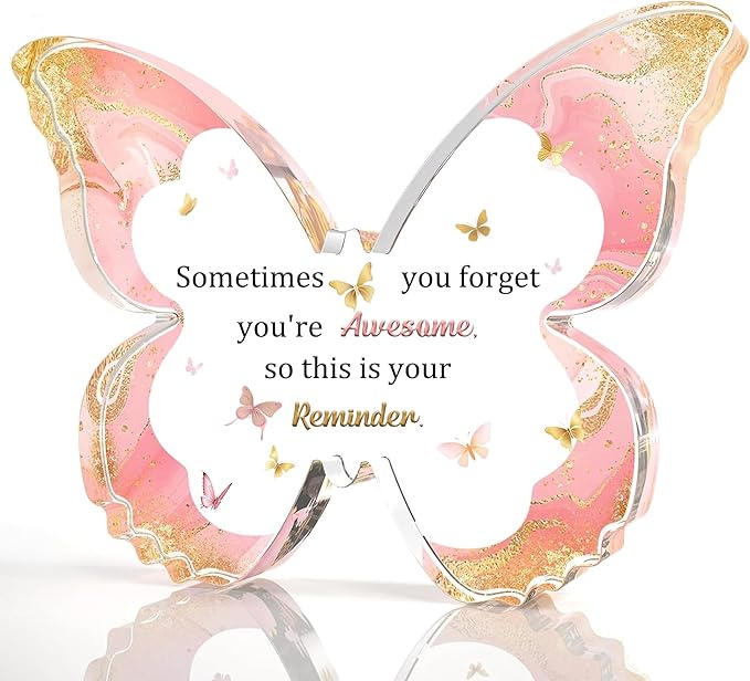 Inspirational Gifts for Women Girls Birthday Gift for Best Friends Sister Niece Daughter Cousin Besties Wife Personalised Acrylic Butterfly Plaques Bookmarks Set Flower Encourage Keepsake Colleague