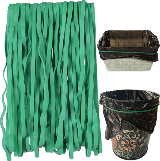 AMUU Rubber Bands Large Flat Fold Length12inch 40 Pieces Fits 8-33 Gallon Trash Cans Green Heavy Duty Elastic Rubber Bands for File folders Office Home Supplies
