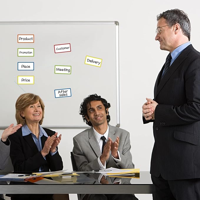 Colored Border Magnetic Dry Erase Labels 4x2 Inch, Reusable Dry Erase Magnet Labels for whiteboard，Pack of 40