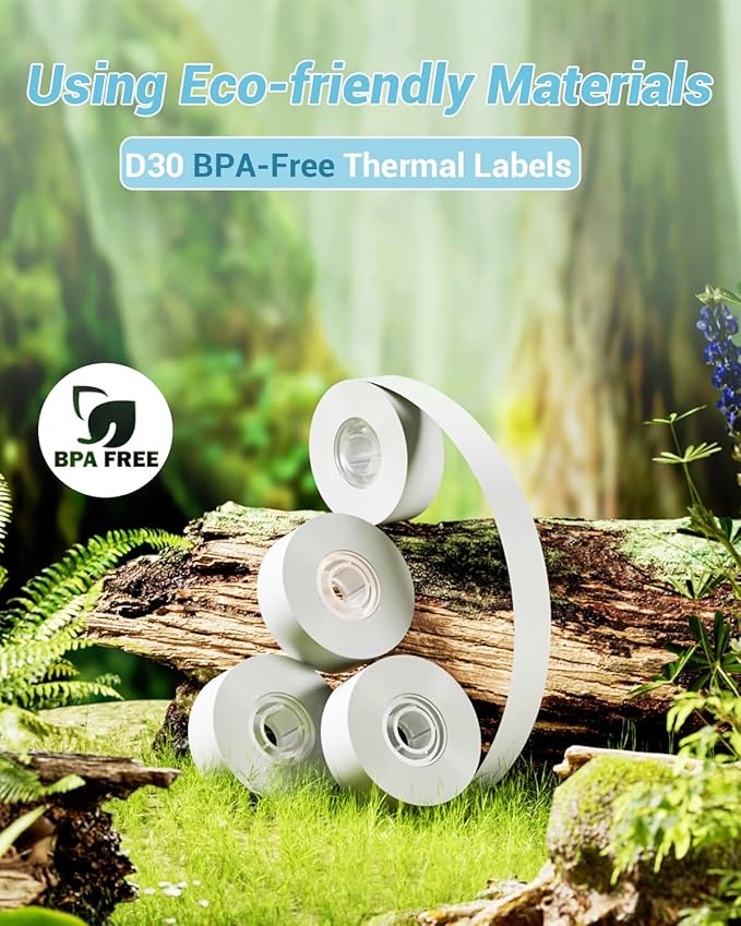 Phomemo Labels-3 Roll D30 Adhesive White Continuous Thermal Label Paper,1/2" X 20 Ft (15mm X 6m) Black on White for D30/D35 Label Maker, for Home,Kitchen,School,Office,Gift,Organization