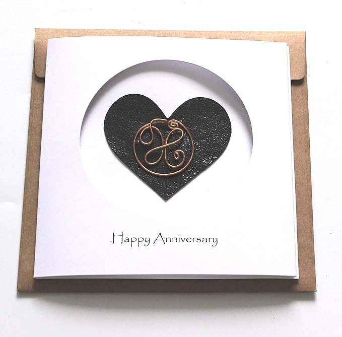 Personalized Initial Copper Card, Copper Initial, Anniversary Card for Her, Couple, Gift for Her (X)