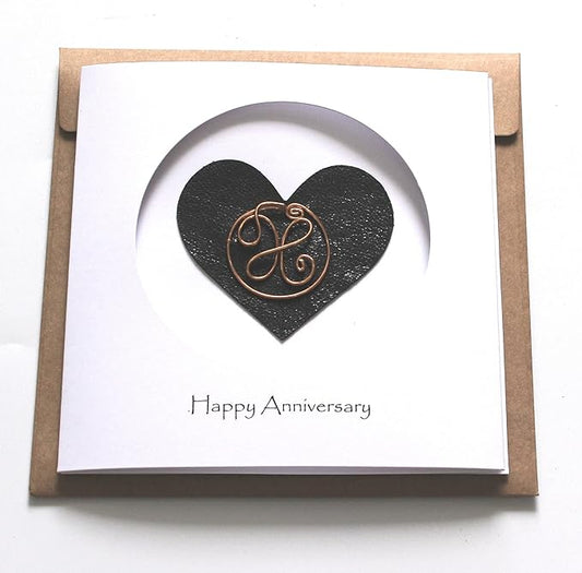 Personalized Initial Copper Card, Copper Initial, Anniversary Card for Her, Couple, Gift for Her (X)
