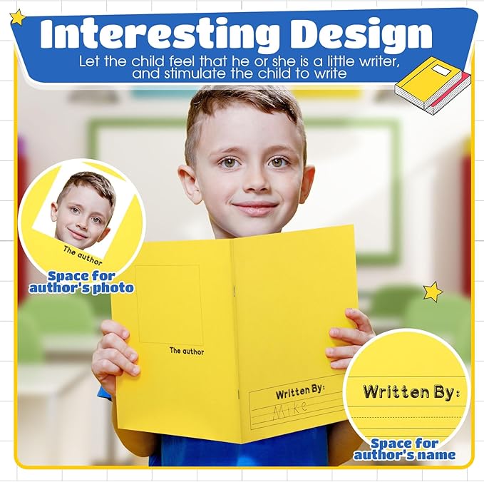 Henoyso 48 Pcs Primary Composition Notebook K-2 9 3/4 x 7 1/2 Inch Primary Journal Blank Writing Book for Kid to Write Draw and Journal 60 Page Notebook Back to School Supplies (Colorful)