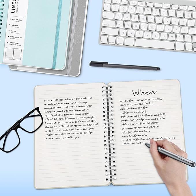 ABERLLS Beige Lined Spiral Journal Notebook with 160 Pages, 8×5.7in, A5 Spiral Notebook, Journaling Notebooks for Work, School, Women, Men, College Ruled Spiral Notebook, Hardcover Leather Journals