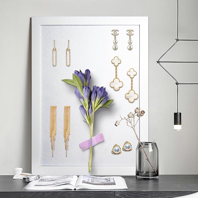 White Bulletin Board Cork Boards Vision Board with Felt, 15"x11" Small Display Pin Board for Walls, Desk, Jewelry, Notes, Collection, Photos, Office, White Framed and White Felt Board, 1pc