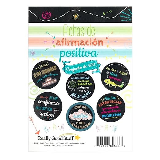 Spanish Positive Affirmation Chips - Positive Reinforcement for Children and Students - Set of 100