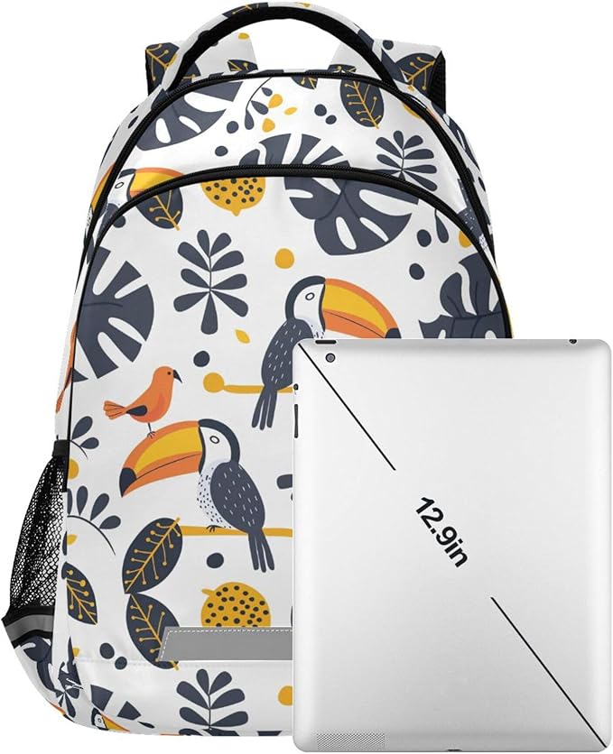 MNSRUU Laptop Backpack with Chest Strap, Toucans School Backpack, Travel Hiking Backpack for Boys Girls Teen Adult, Rucksack, Knapsack