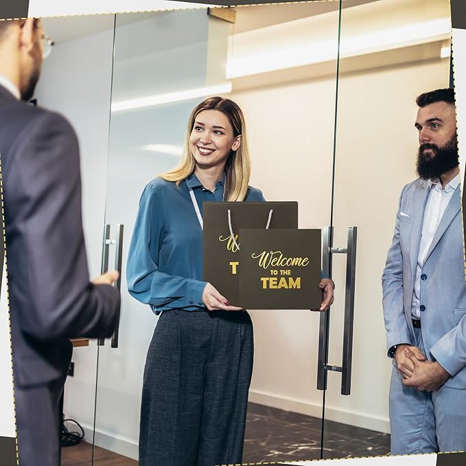 SaieGlossy New Employee Welcome to The Team Gift Sets Notebook and Pen Welcome to The Team Box Employee Appreciation Gift Sets for New Office Worker(Gray)