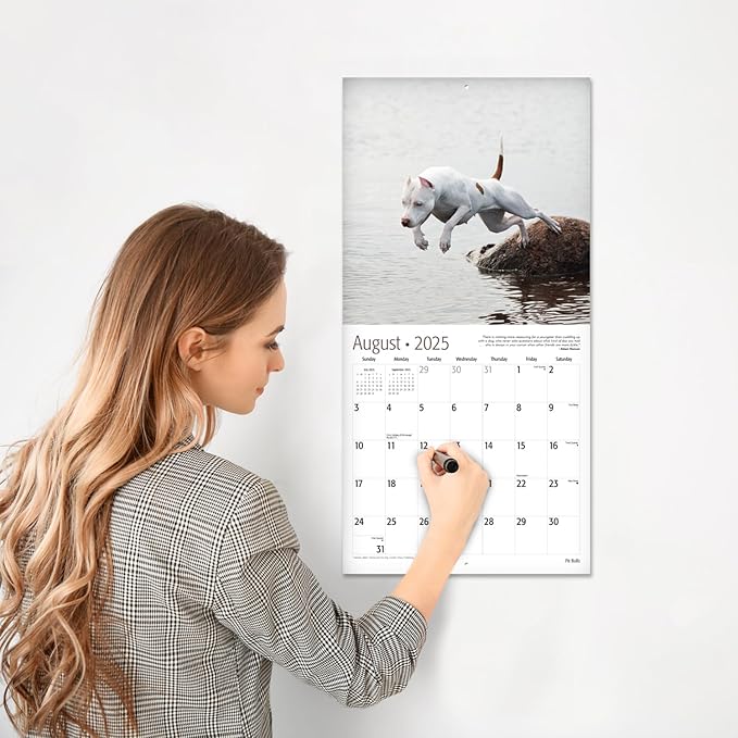 RED EMBER Pit Bulls 2025 Wall Calendar 12 Month | 12" x 24" Open | Thick & Sturdy Paper | Giftable | Calendar 2025