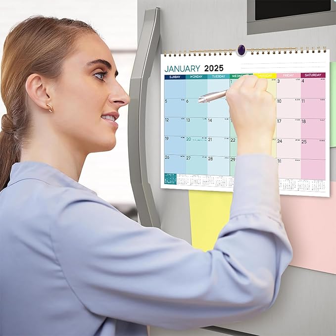 2025 Wall Calendar - 12 Month Hanging Calendar, January 2025 - December 2025, 11 x 8.5 inches, Julian Dates, Colorful Design, Suitable for Hanging on the Wall, Suitable for School Home Office Planning Organizing