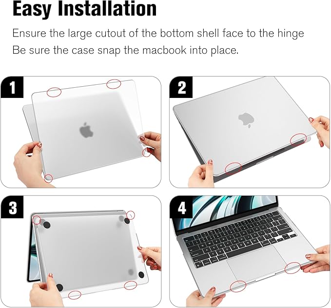 Fintie Case for MacBook Air 13.6 Inch A3113 A2681 (2022 2023 2024 Release) - Snap On Hard Shell Cover for MacBook Air 13.6" M2 M3 Chip with Liquid Retina Display and Touch ID (Frost Clear)