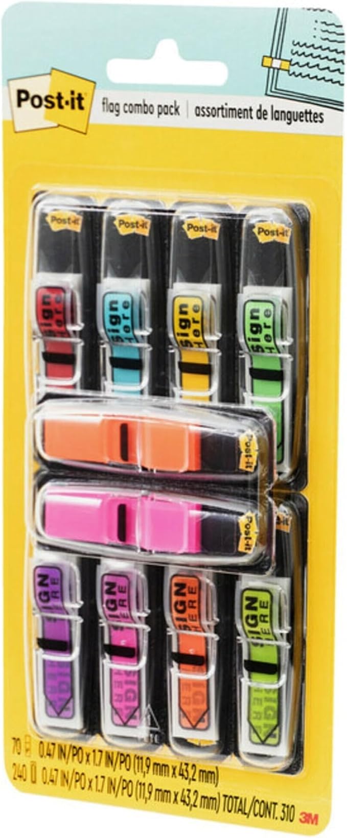 Post-it 684SHVA Message Flags Value-Pak, Sign Here, 240/PK, MI