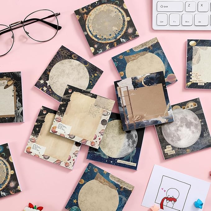 Post it Notes 3x3 Cute and Aesthetic Sticky Notes Planner Notepad - 450 Sheets - Desk Accessories for School, Office, and Home - Ideal Gifts for Teachers, Women, and Coworkers (Moonshine)