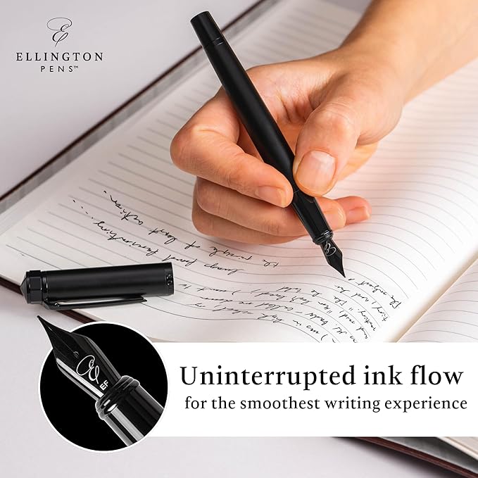 Luxury Fountain Pen Set- Fountain Pens for Writing - Smooth Extra Fine Nib - Includes Refillable Ink Converter, 3 Ink Cartridges [Black & Blue], Gift Box - Elegant Calligraphy