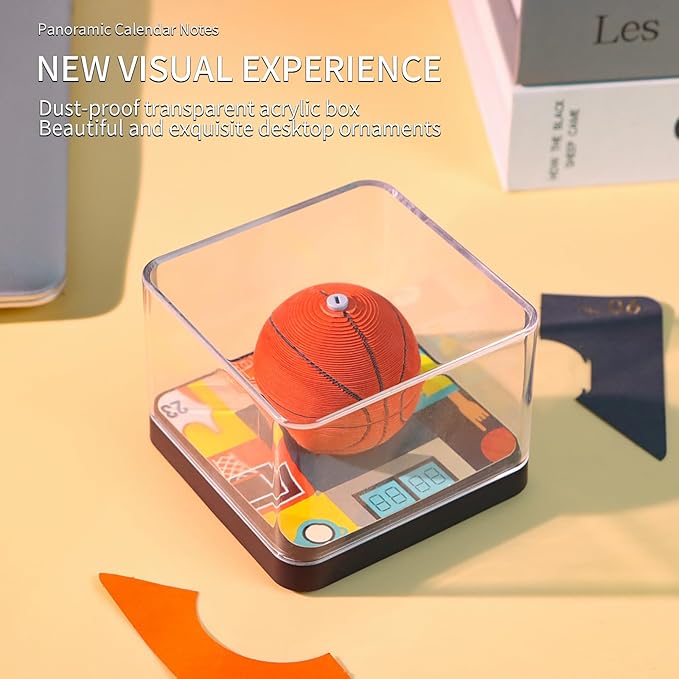 3D Art Calendar Memo Pad 2025,Creative Time Piece Calendar 2025 Desk Calendar,Basketball Tear Away Paper Carving Calendar 3D Memo Pad Art Notepad DIY Christmas Gift
