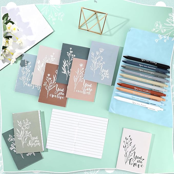 60 Pcs Inspirational Notebooks Motivational Mini Notepads Bulk Aesthetic Mini Notebook with Pen Employees Appreciation Gifts for Social Worker Coworkers Teachers Office (Neutral Colors)
