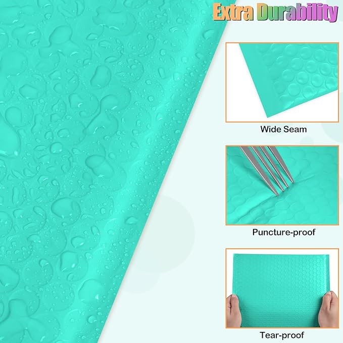 8.5 x 12 Inch Padded Envelope 30 Pack, Self-Seal Poly Bubble Mailers, Waterproof Shipping Bags for Small Business, Teal