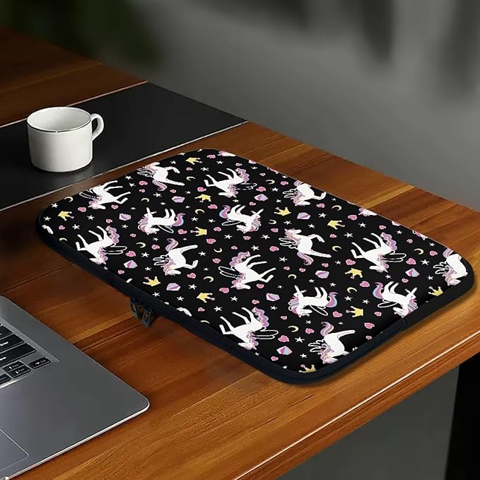 Horse Printed Computer Bags for Laptops Girls, Heart Pattern Computer Carrying Cover Portable Laptop Case Bag, 13 Inch Shockproof Laptop Bag Neoprene Computer Briefcase