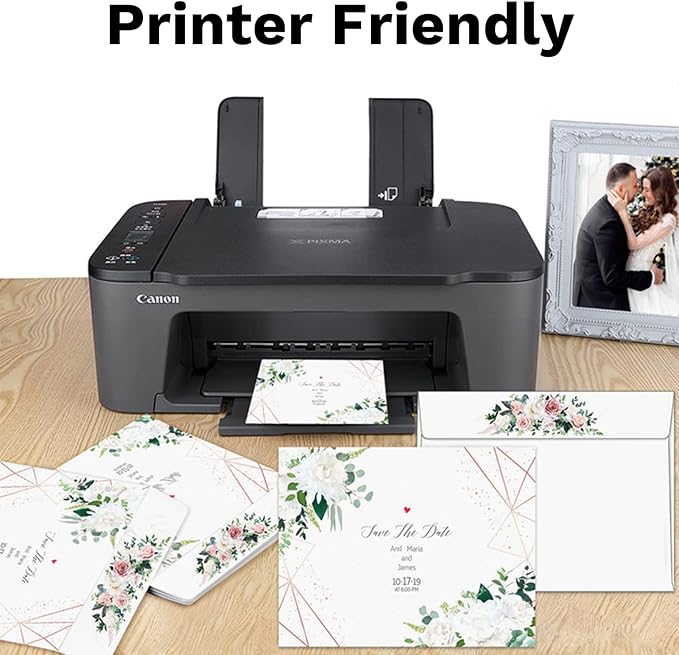 A7 White Self Seal Envelopes 100 Pack, Goefun Printable Envelopes for 5x7 Cards, Invitations, Weddings, Graduation, Photos, Baby Shower| 5.25 x 7.25 inches,120GSM