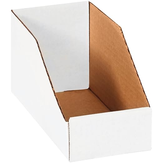 Partners Brand PBINBIN49 Open Top Bin Boxes, 4" x 9" x 4 1/2", Oyster White (Pack of 50)