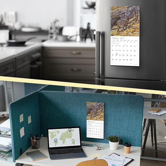RED EMBER Whitetail Deer Mini 2025 Wall Calendar 12 Month | 7" x 14" Open | Thick & Sturdy Paper | Giftable | Calendar 2025