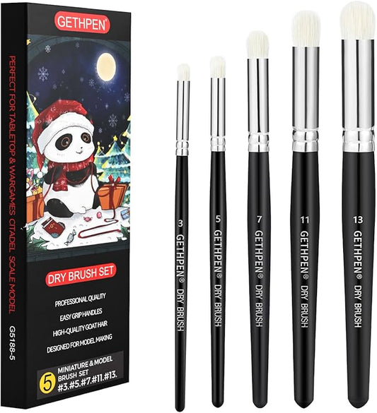 Dry Brush Miniature Painting,Dry Brush Set,5 Sizes Hobby Detail Paint Brush Set,Acrylic Paint Brushes for Tabletop & Wargames,40k,Citadel,Scale Model,DND Miniatures,Watercolor Oil Painting