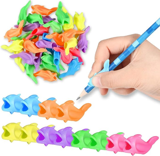 Nezyo 60 Pieces Silicone Ideal Pencil Holders Assorted Writing Aid Grips Children Training for Kids Handwriting Toddlers Posture Correction Tools Writing Tools