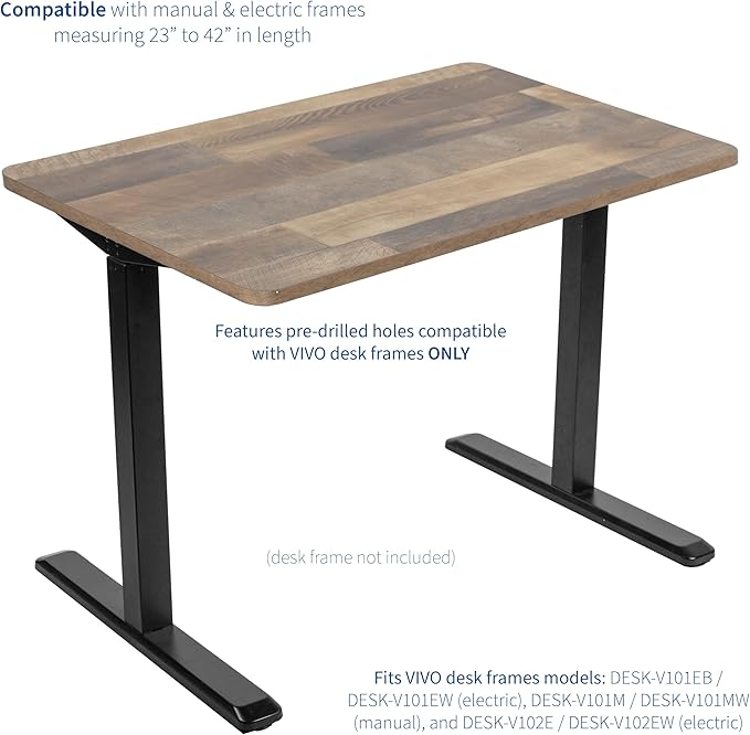 VIVO Reclaimed Wood 43 x 24 inch Universal Solid One-Piece Table Top for Standard and Sit to Stand Height Adjustable Home and Office Desk Frames, DESK-TOP43P
