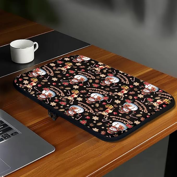 Christmas Snowman Laptop Sleeve for Women 17 inch Laptop Protector with Multiple Uses Computer Carrying Case Portable Tablet Bag Lap Top Case Men Laptop Protector