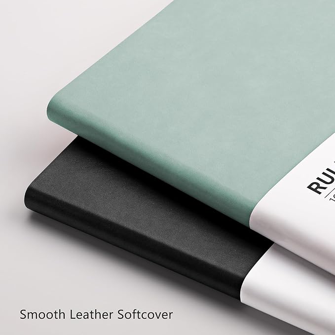 RETTACY Journaling Notebooks, B5 Lined Journal Notebook with 320 Numbered Pages, 7.6" × 10", Medium, Journal Notebook for Writing, Work, School, Leather Softcover, 100 GSM Thick Paper (Blue-gray)