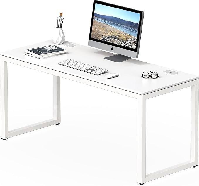 SHW 55-Inch Commercial-Grade Office Computer Desk, White