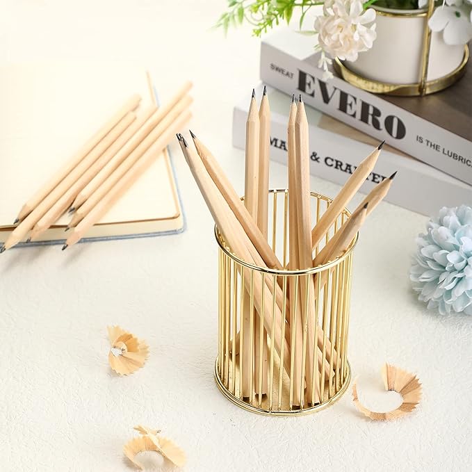 Fumete 100 Pieces Wooden Pencils Bulk No Eraser Hexagonal HB Graphite Unsharpened Natural Wood Pencils Without Erasers for Classroom School Home Office Drawing Sketching Learning