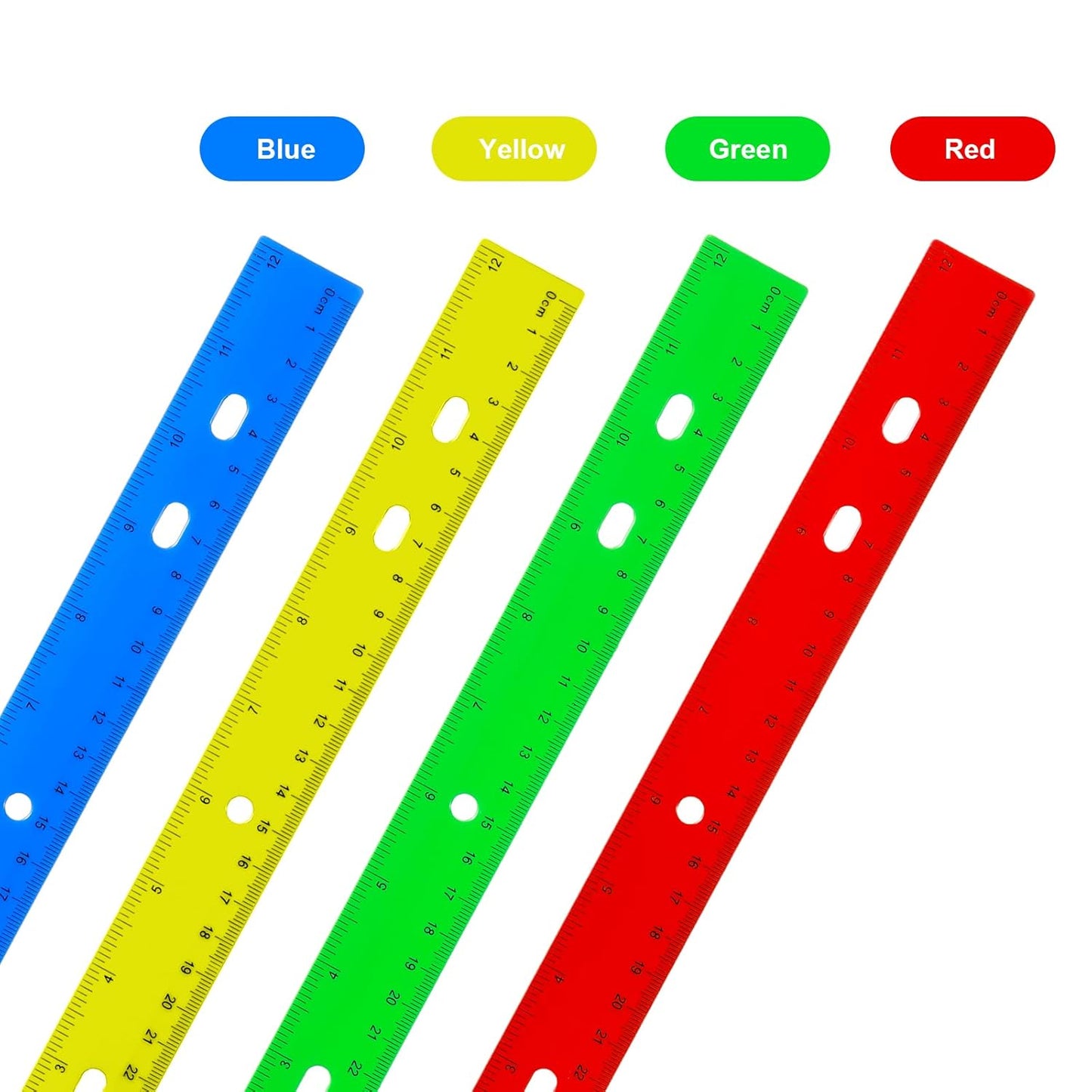 TaoBary 60 Pcs 12 Inch Plastic Ruler Bulk Plastic Ruler for Classroom Straight Rulers for Students Ruler with Inches and Centimeters for Students School Supplies