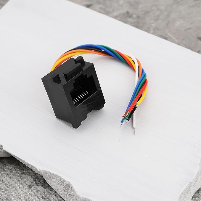 ECSiNG 5Pcs RJ45 Telephone Adapter Wire Cord 8P8C RJ45 Socket Wired Suitable for Telephone Fax Machine Intercom Doorbell Video Doorbell 10cm