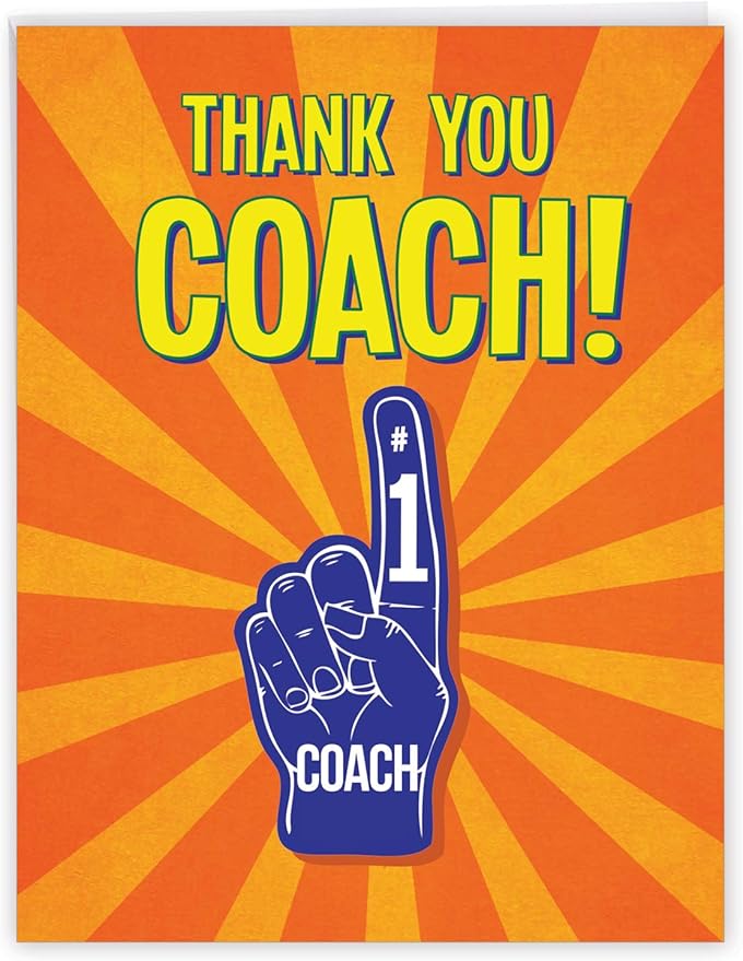 NobleWorks - 1 Jumbo Sports Teacher Graduation Greeting Card from US w/Envelope (8.5 x 11 Inch) - Student Group Gratitude for School Coaches, Mentor - Thank You Coach from All J5786TYG-US