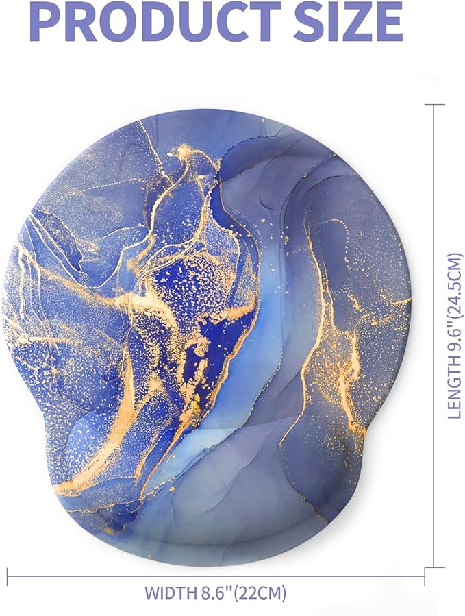 eulps Mouse Pad with Wrist Rest, Comfortable Computer Mousepad with Gel Wrist Support Smooth Surface and Non-Slip PU Base for Pain Relief, Laptop, Office & Home (Golden Quicksand Marble)