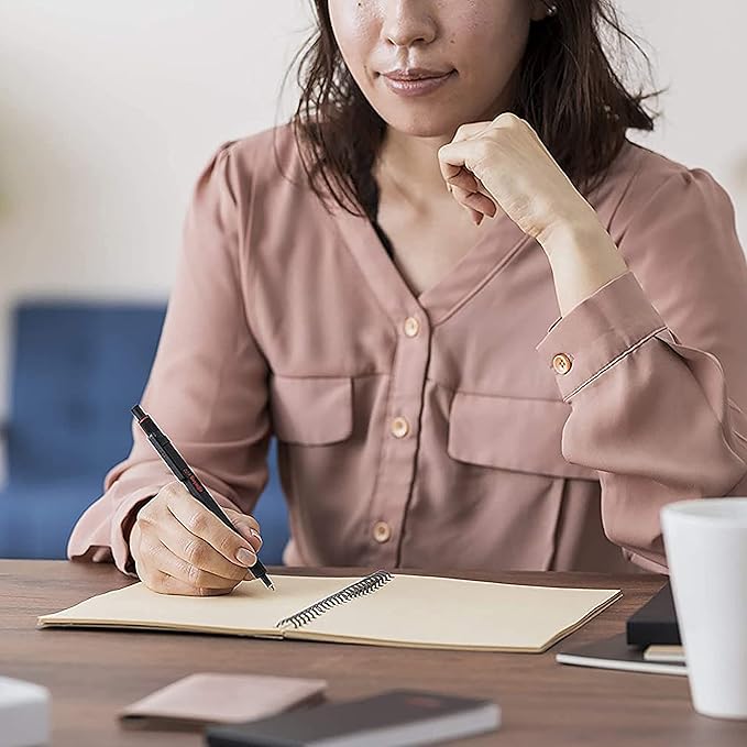 rOtring 600 Ballpoint Pen, Medium Point, Black Ink, Silver Barrel, Refillable