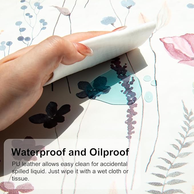 QIYI Large Mouse Pad, Cute Flower Desk Mat for Desktop, Women Girls Floral Office Décor Desk Accessories, PU Leather Waterproof Big Gaming Mousepad, Wildflowers Desk Pad Computer Mat, 31.5" x 15.7"