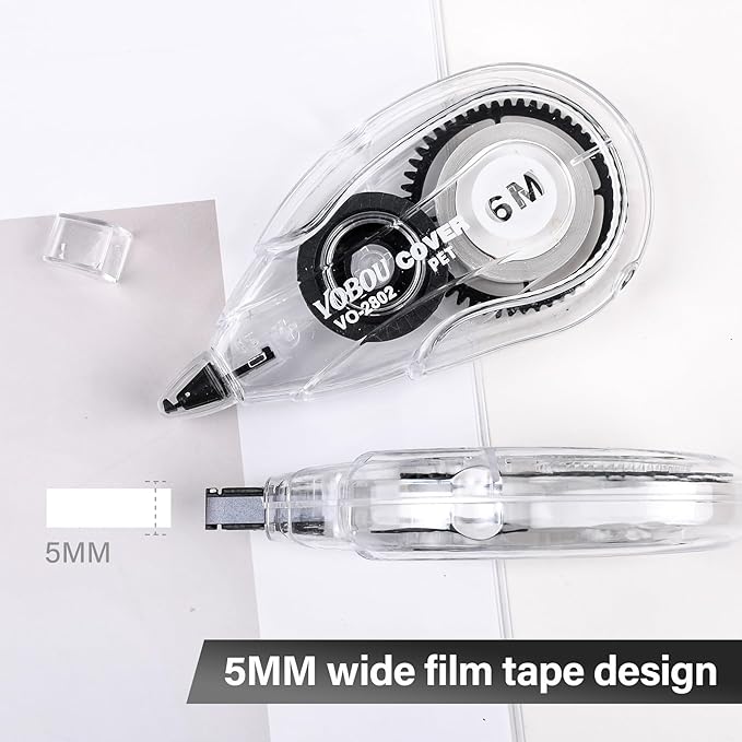 White Correction Tape, Easy To Use Applicator for Instant Corrections Wrong Writing At Any Time, For school, Office (12pack, 6M/256" x 0.2")