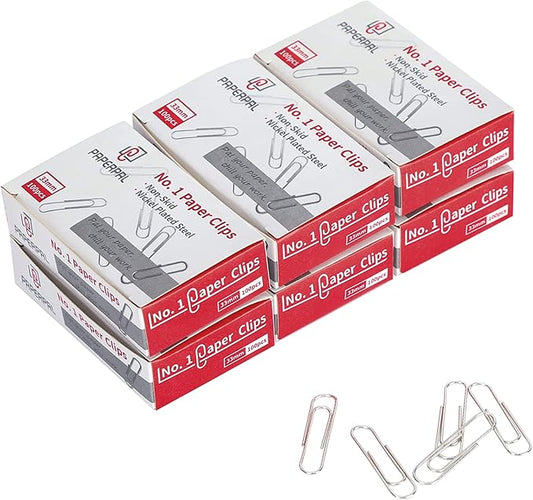 PAPERPAL #1 Nonskid Paper Clips, 600 Medium Paper Clips (6 Boxes of 100 Each), Paperclips for Office School & Personal Use, Daily DIY, 1-2/7" Silver Heavy Duty Non-Skid Paper Clip Standard Size